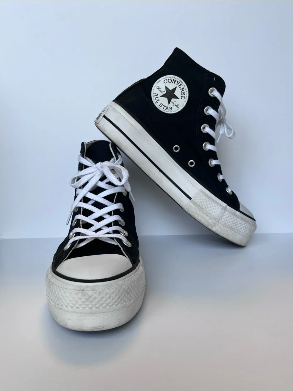 CONVERSE Chuck Taylor All Star High Top Platform Black Sneakers Women’s Size 7.5 - Picture 3 of 10